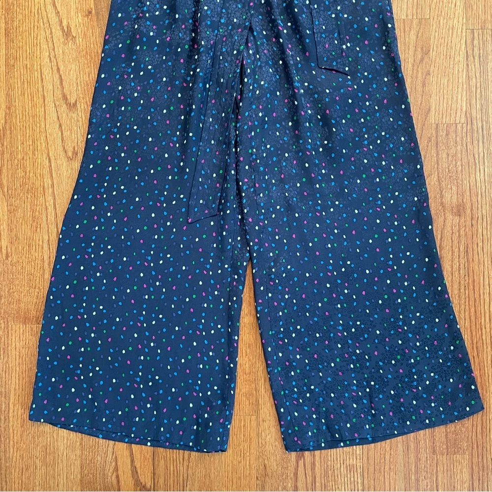 Rebecca Taylor Jacquard Silk Speckled Dot Pant in Navy Comb size 0 - Picture 6 of 13